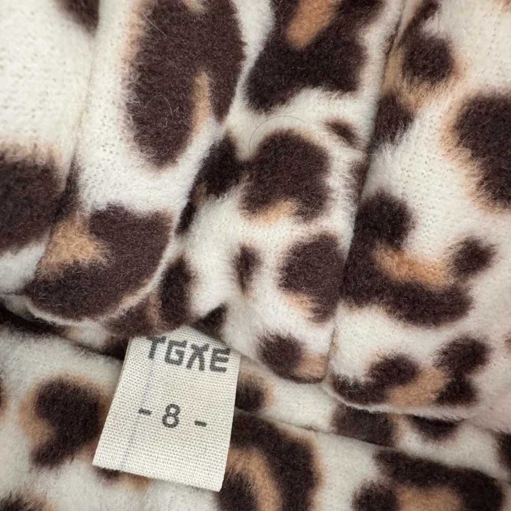 TGXE Kids Floral Lace and Cheetah Hooded Baby Jacket with Faux Fur